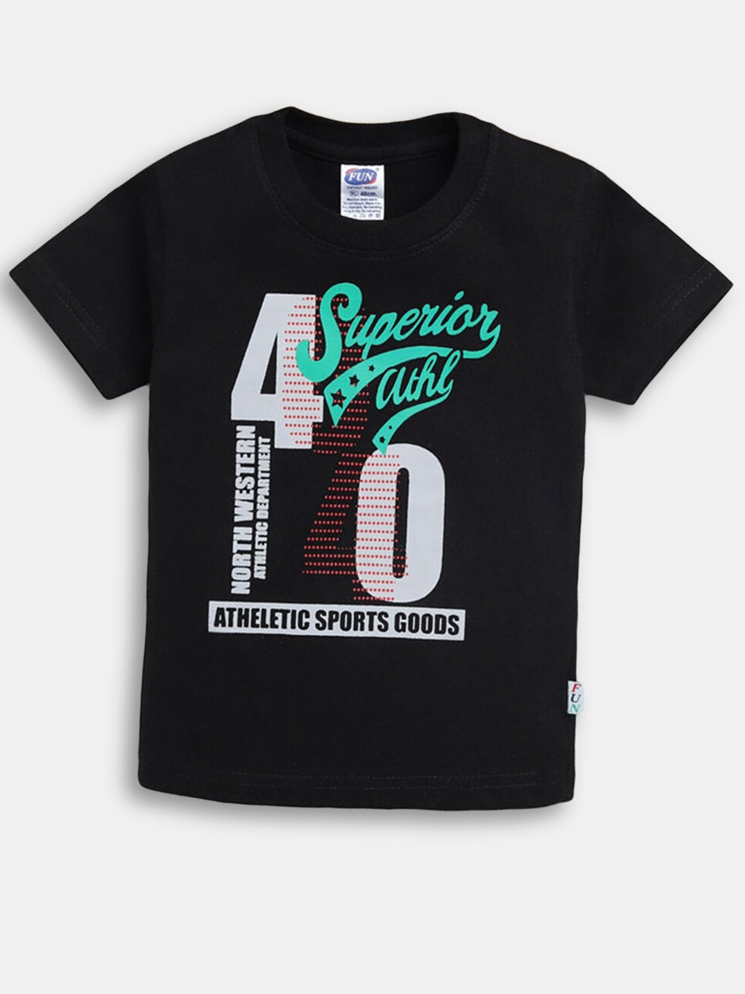 

Hopscotch Boys Black Typography Printed Cotton T-shirt