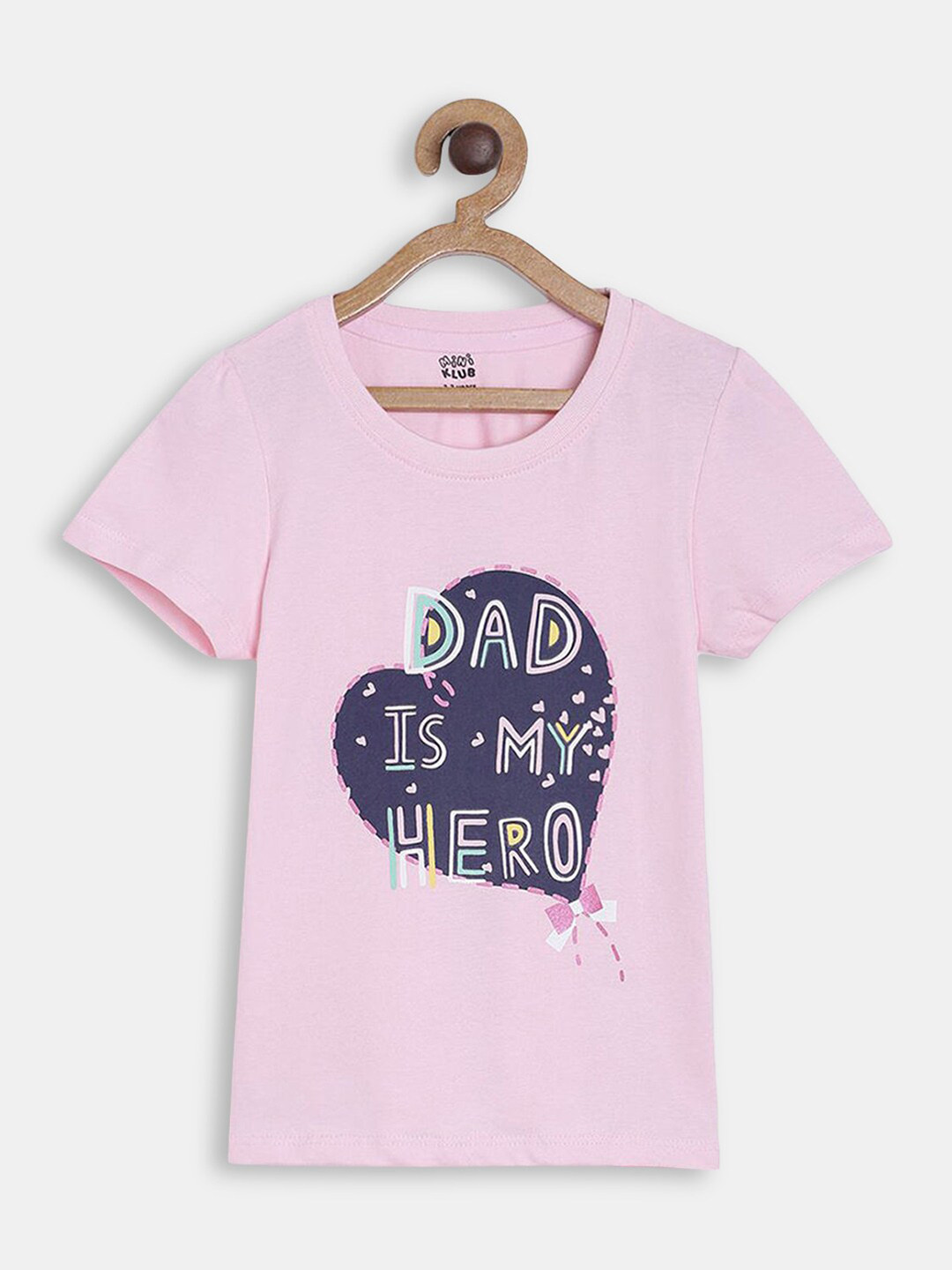 

Hopscotch Girls Pink & Navy Blue Typography Pure Cotton T-shirt