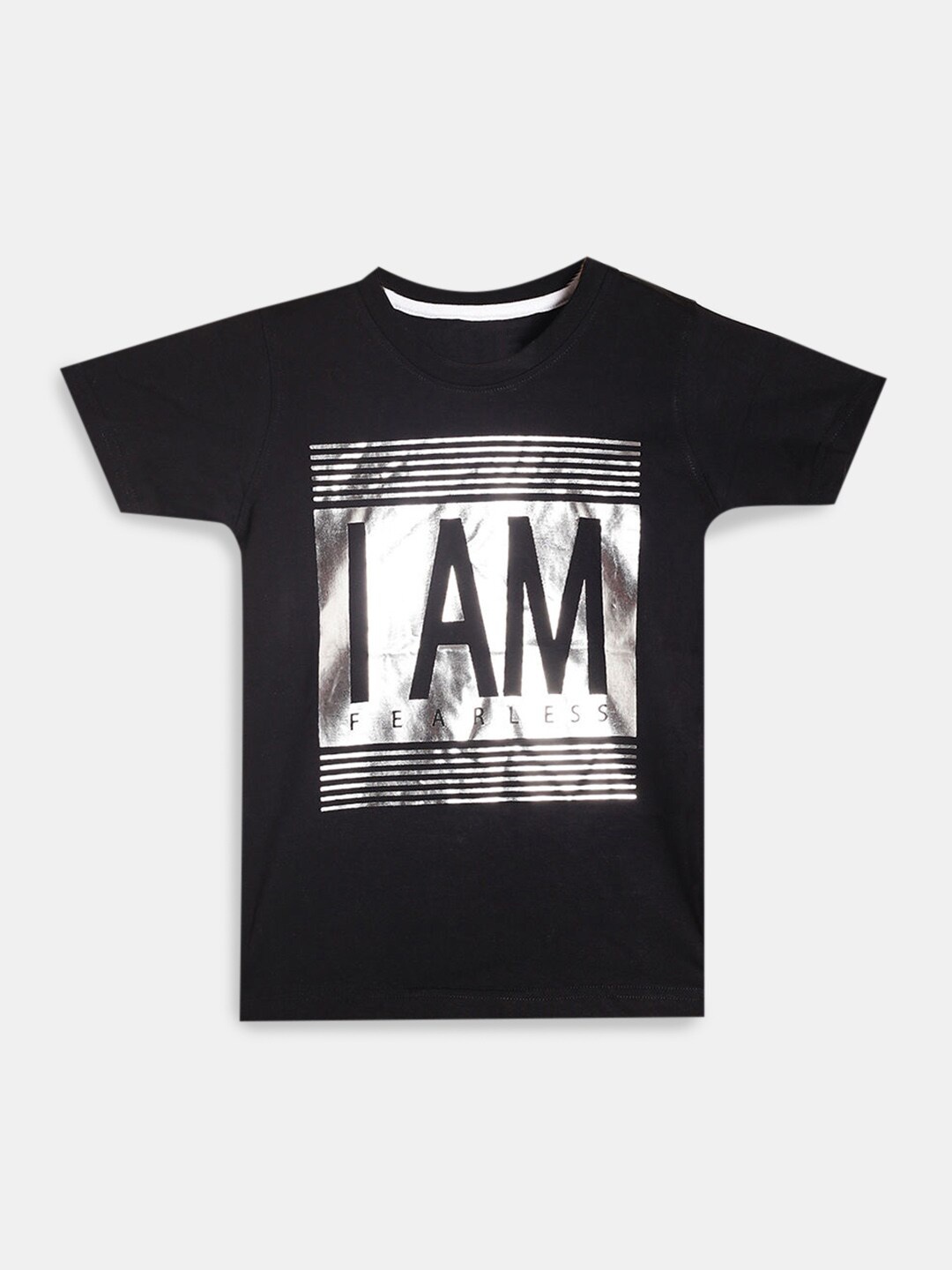 

Hopscotch Boys Black Printed Raw Edge T-shirt