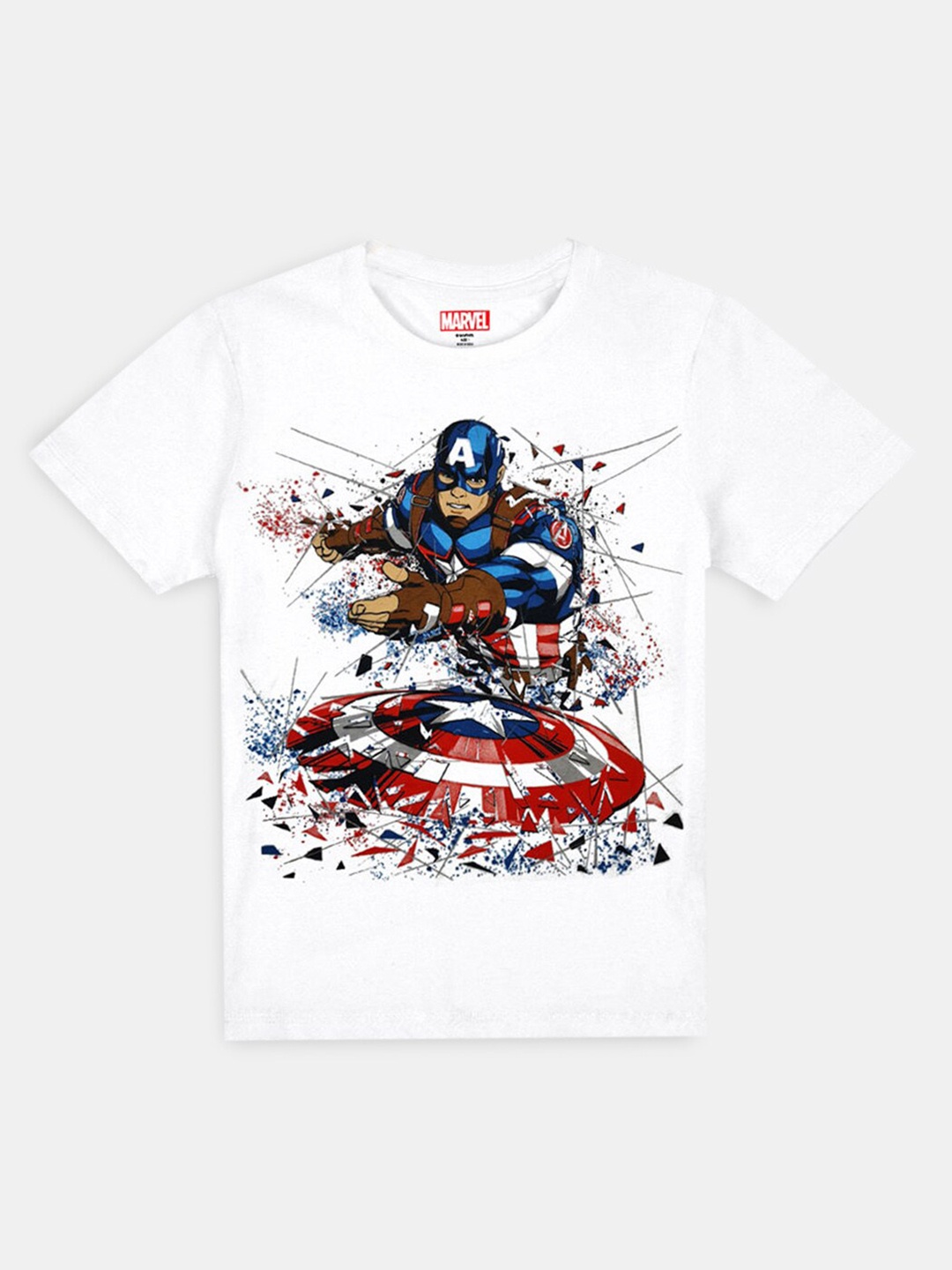 

Hopscotch Boys White Avengers Printed Cotton T-shirt