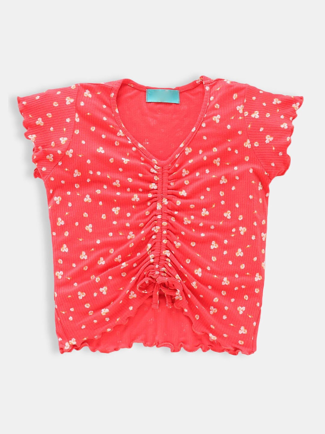 

Hopscotch Red Floral Print Crop Top
