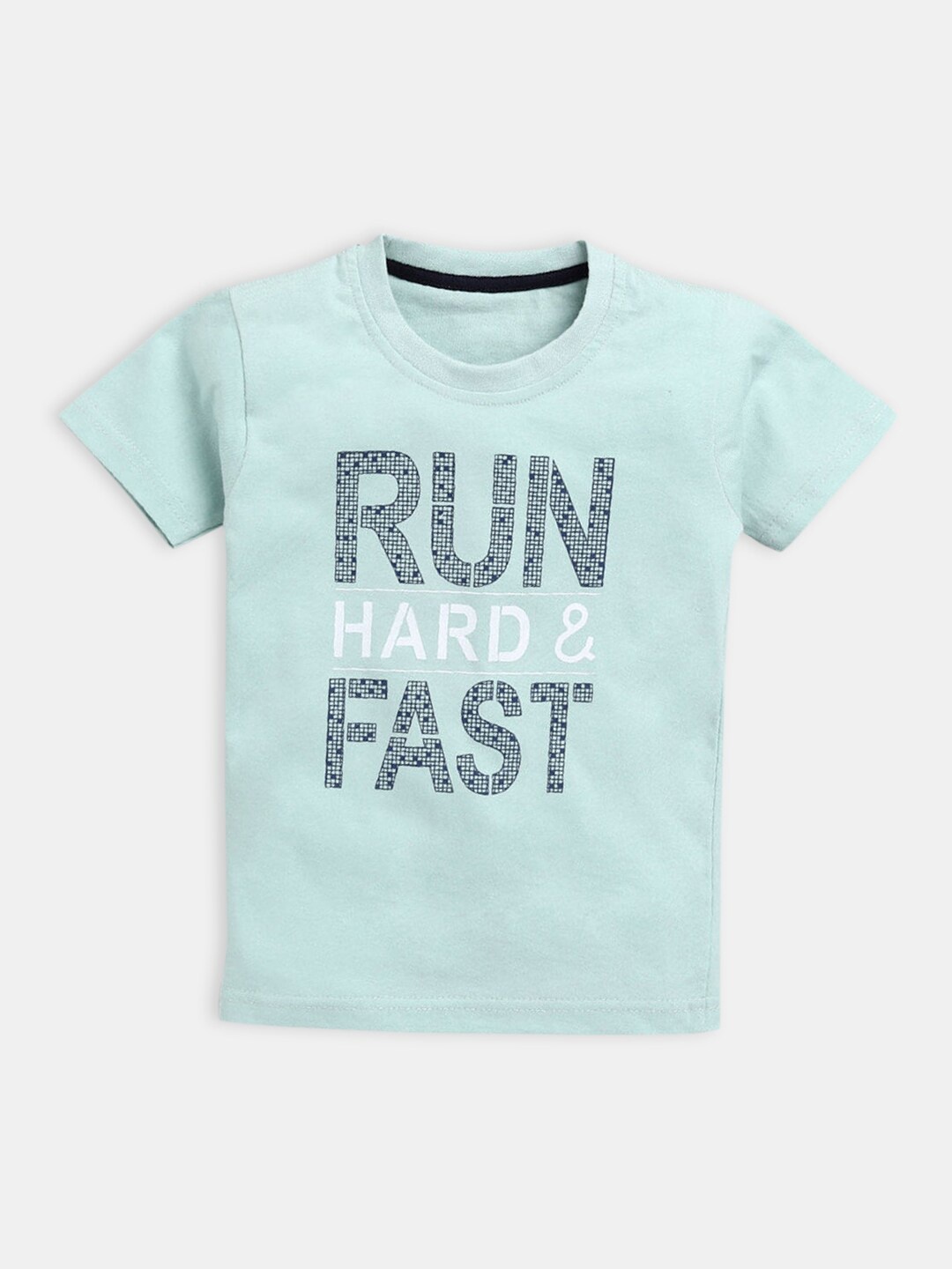 

Hopscotch Boys Sea Green Typography Printed T-shirt