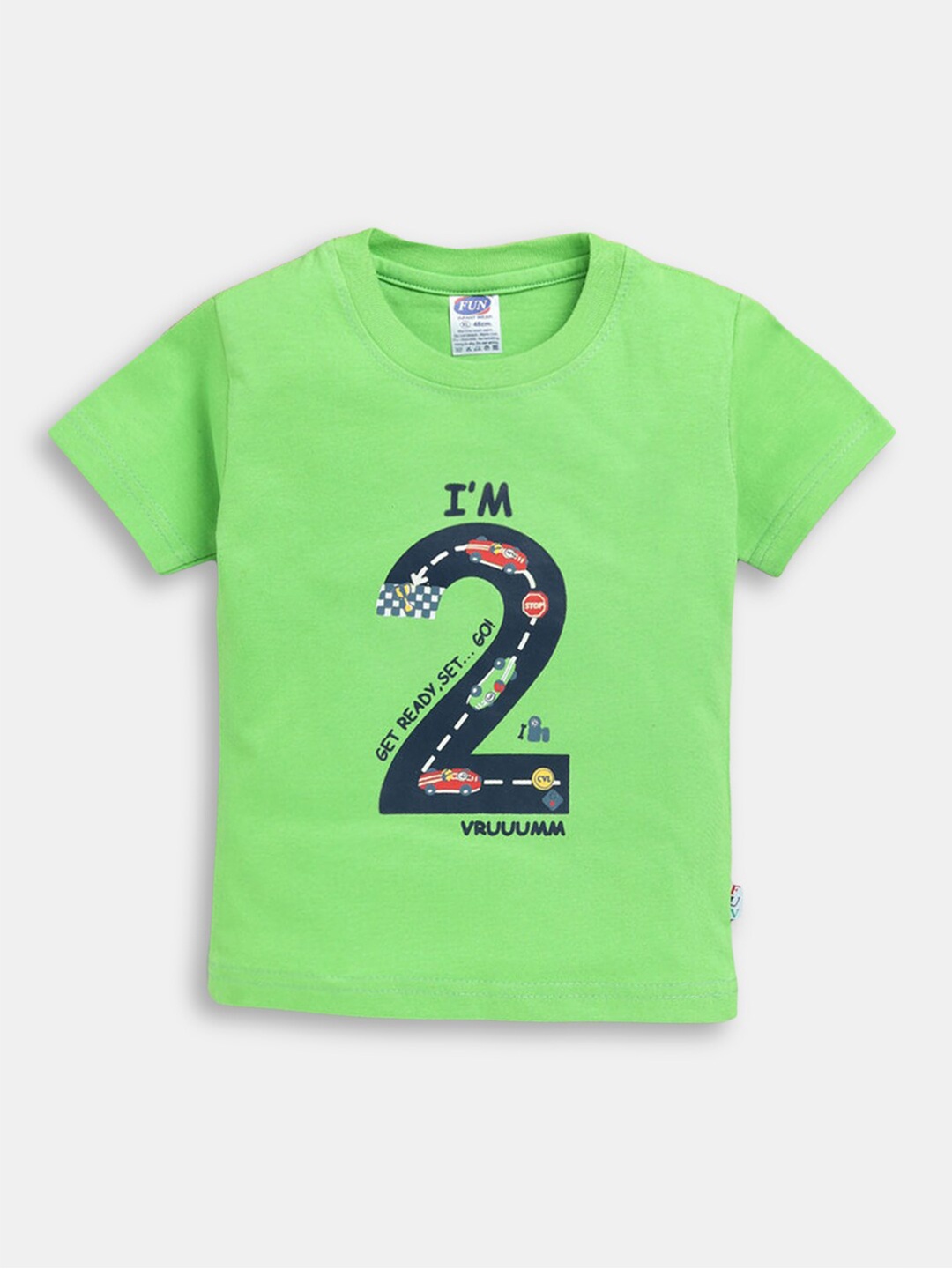 

Hopscotch Boys Green Typography Printed T-shirt