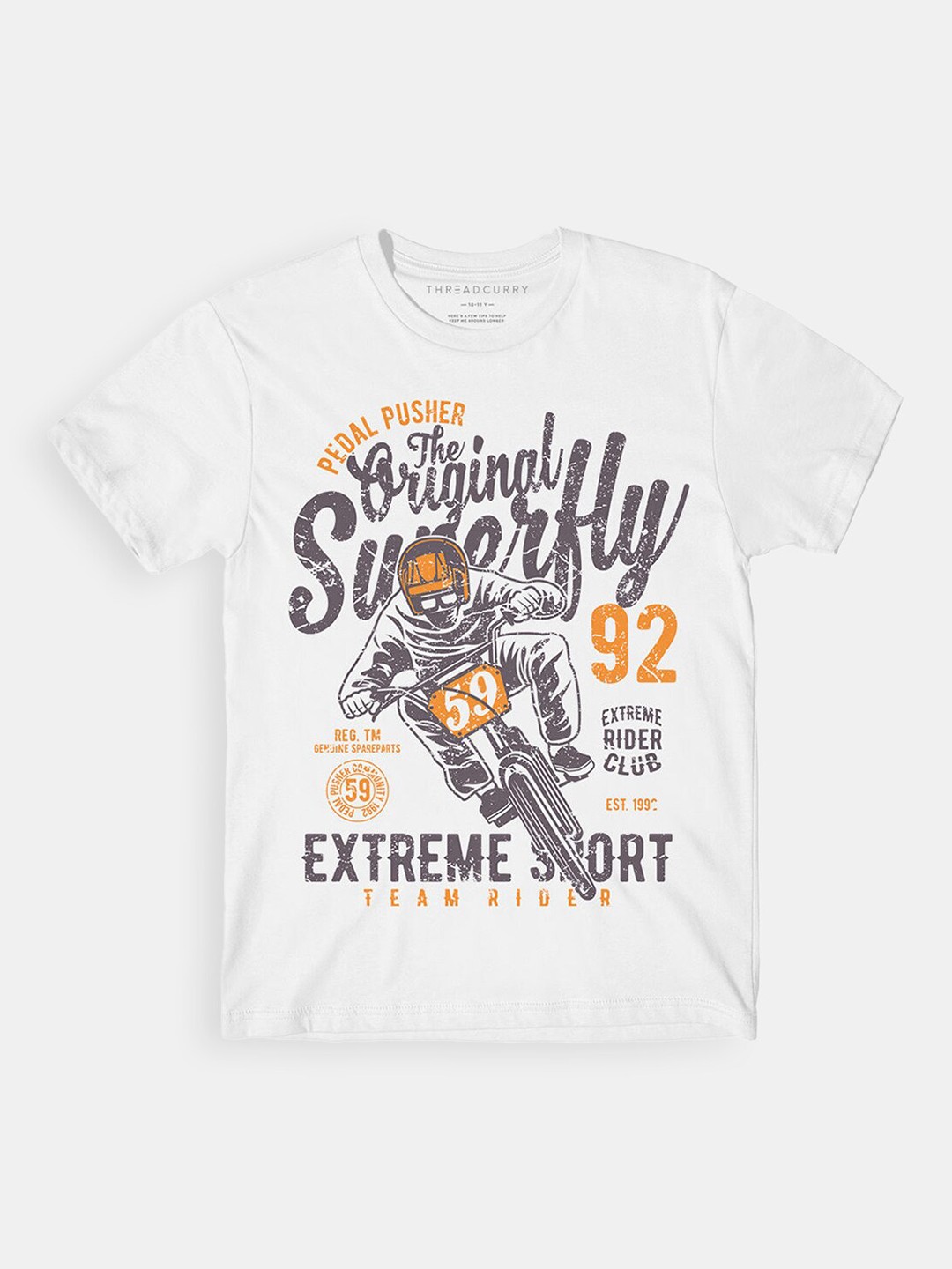 

Hopscotch Boys White Biker Printed Cotton T-shirt