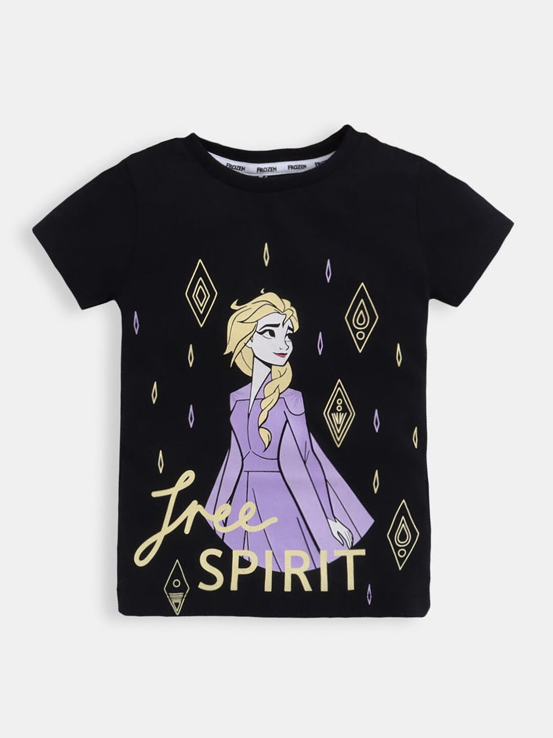 

Hopscotch Girls Black Printed T-shirt