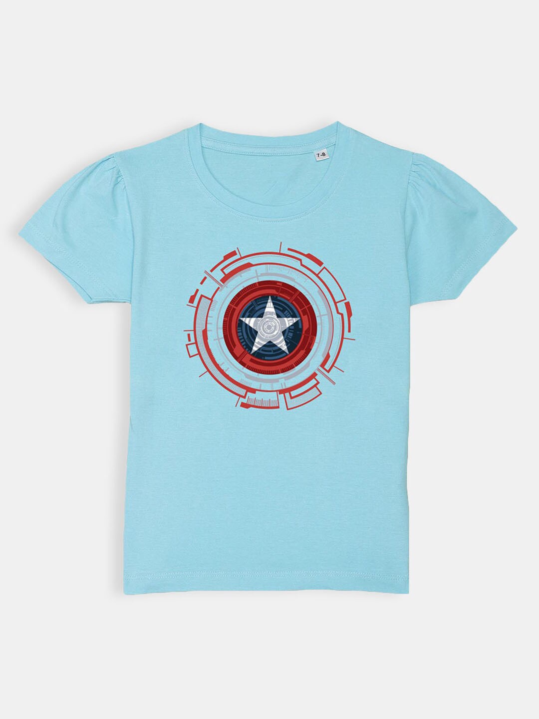 

Hopscotch Girls Blue Avengers Printed Cotton T-shirt