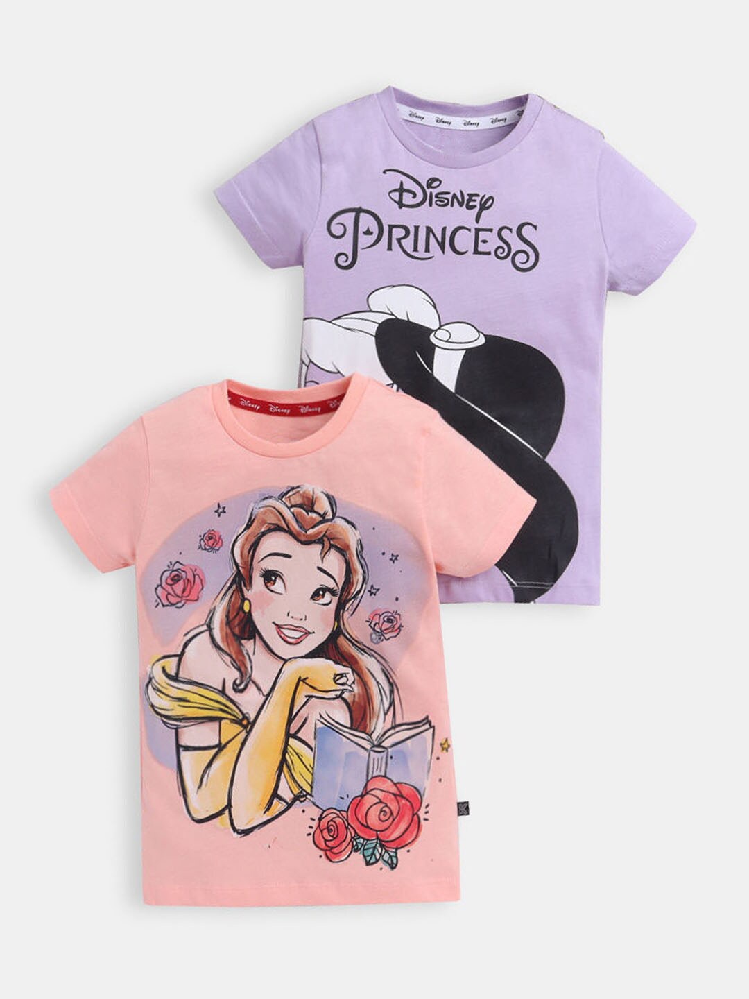 

Hopscotch Girls Pack of 2 Pink & Lavender Printed Pure Cotton T-shirt