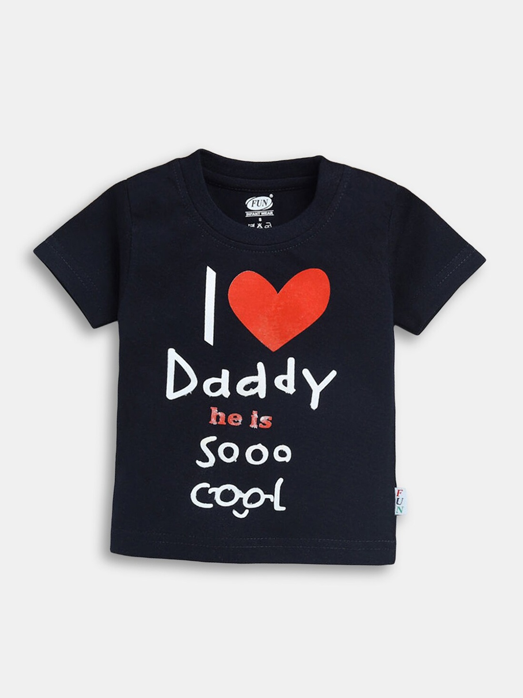 

Hopscotch Boys Navy Blue Typography Printed Pure Cotton T-shirt