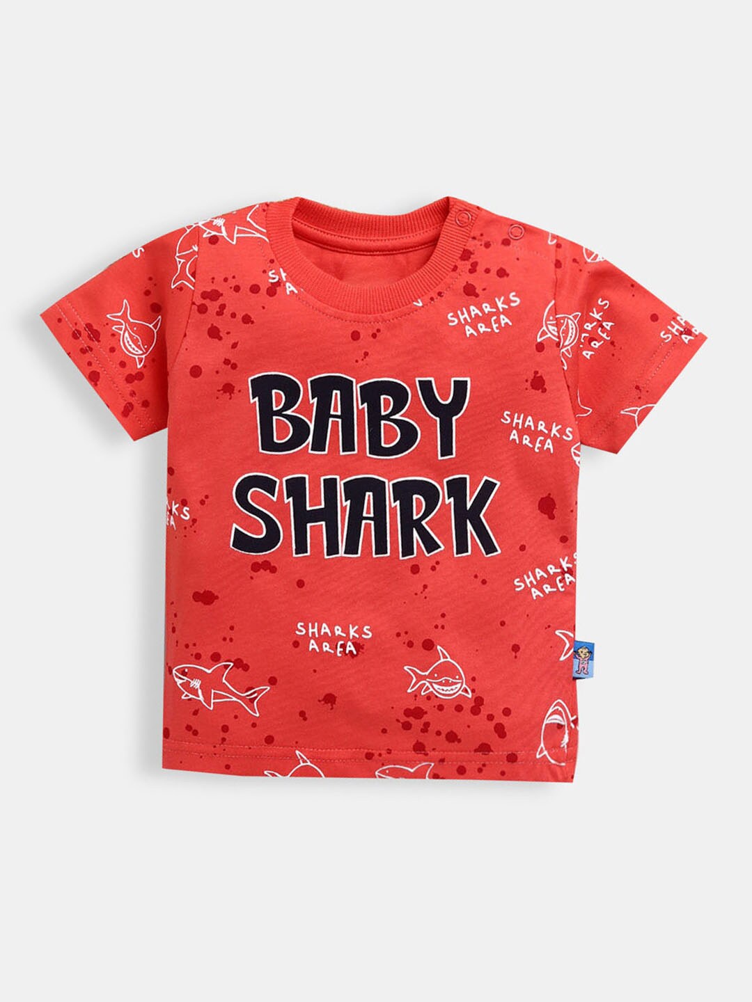 

Hopscotch Boys Red Typography Printed Cotton T-shirt