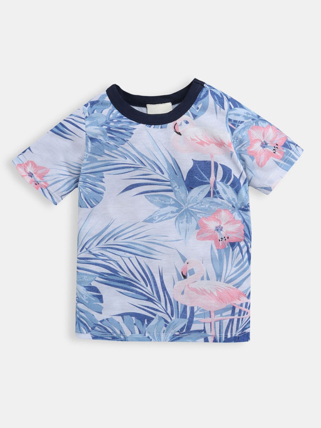 

Hopscotch Boys Blue Tropical Printed T-shirt