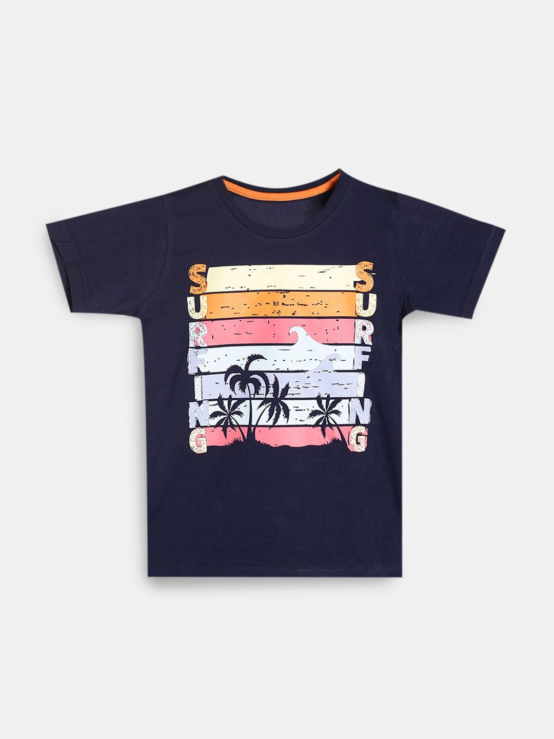 

Hopscotch Boys Set Of 3 Navy Blue Printed Cotton T-shirt