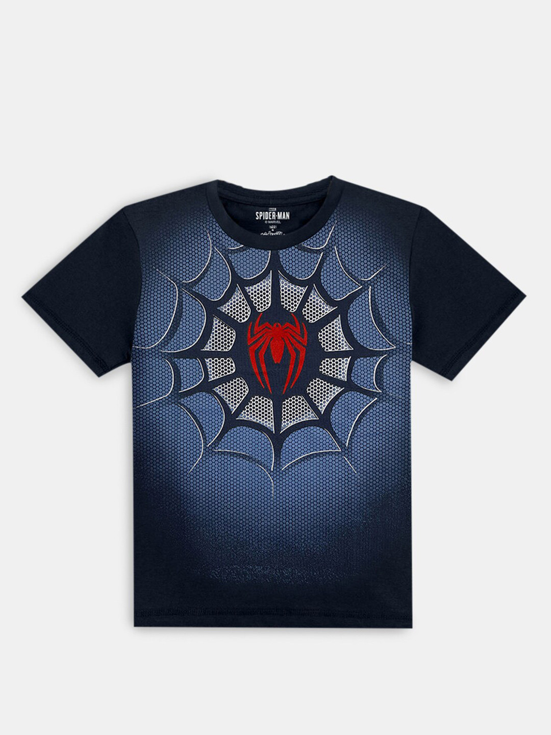 

Hopscotch Boys Navy Blue & Red Printed Pure Cotton T-shirt