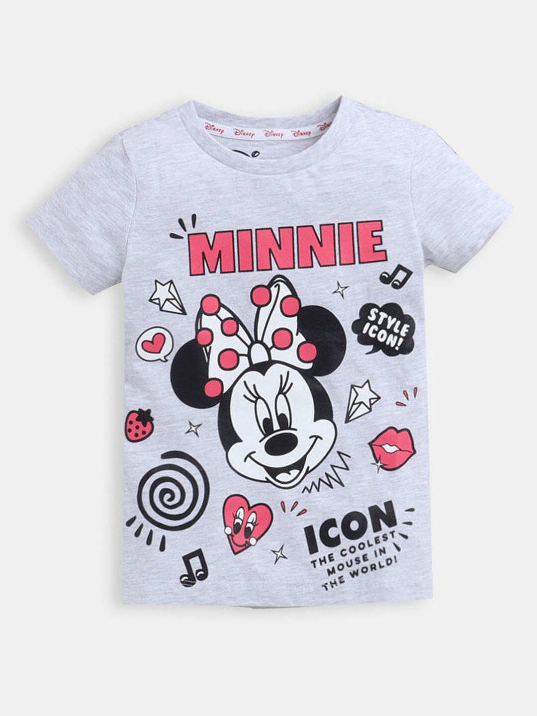 

Hopscotch Girls Grey Minnie Mouse Printed T-shirt