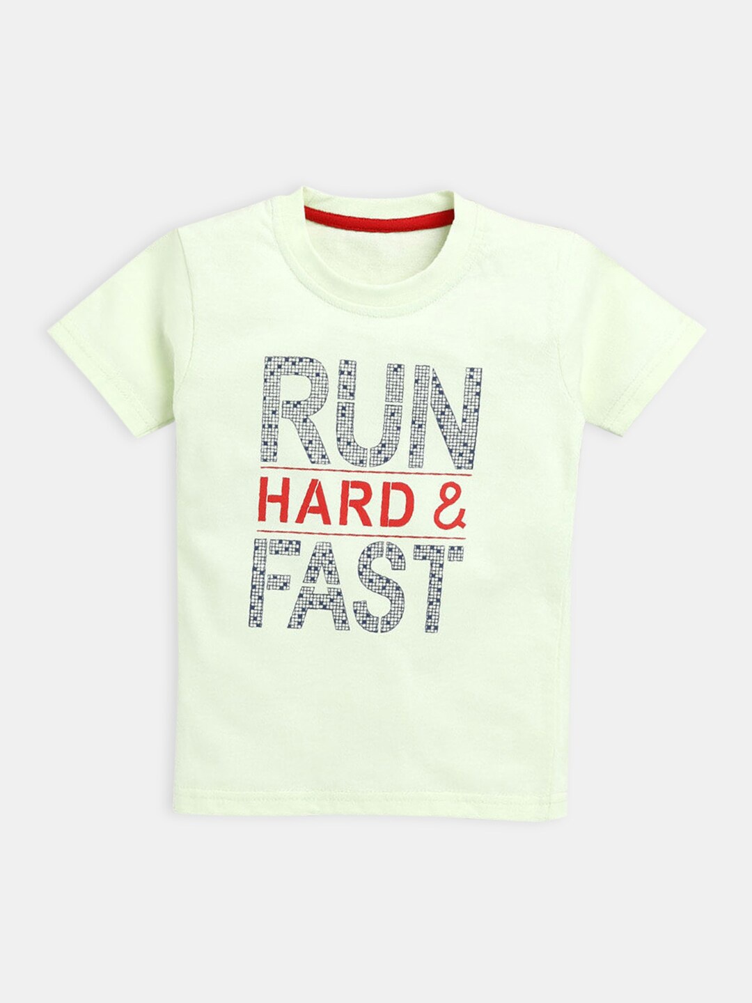 

Hopscotch Boys Lime Green Typography Printed Cotton T-shirt