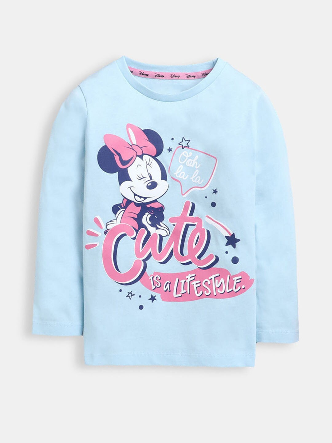 

Hopscotch Girls Blue Minnie Mouse Printed T-shirt