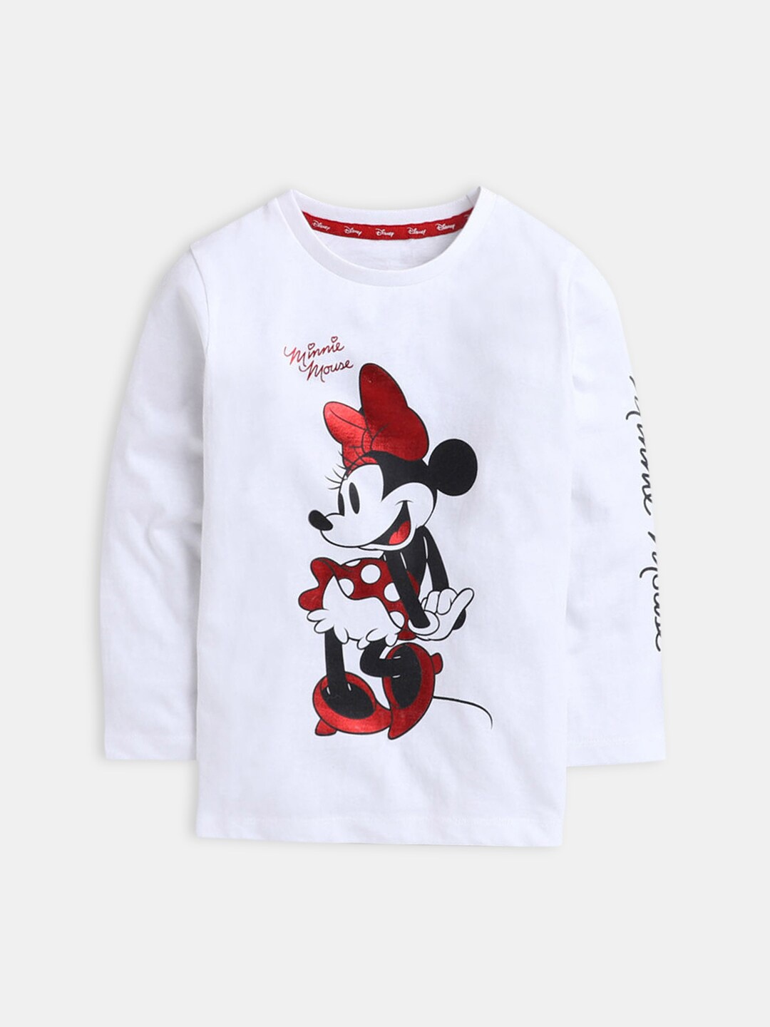

Hopscotch Girls White Mickey Mouse Printed Cotton T-shirt
