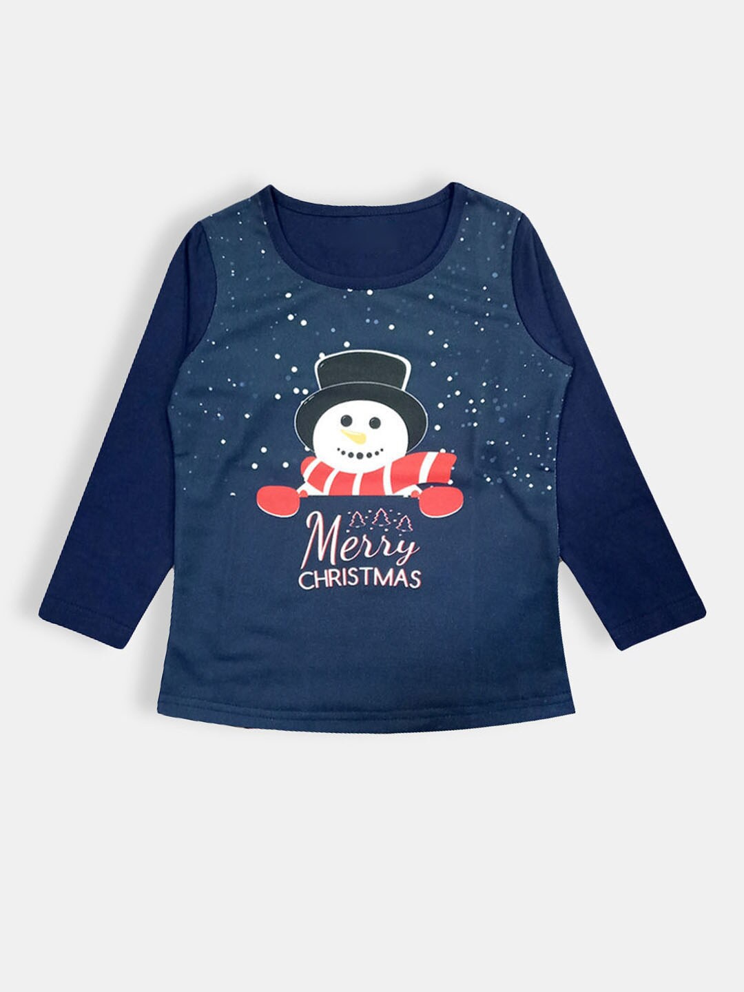 

Hopscotch Girls Navy Blue Printed Cotton T-shirt