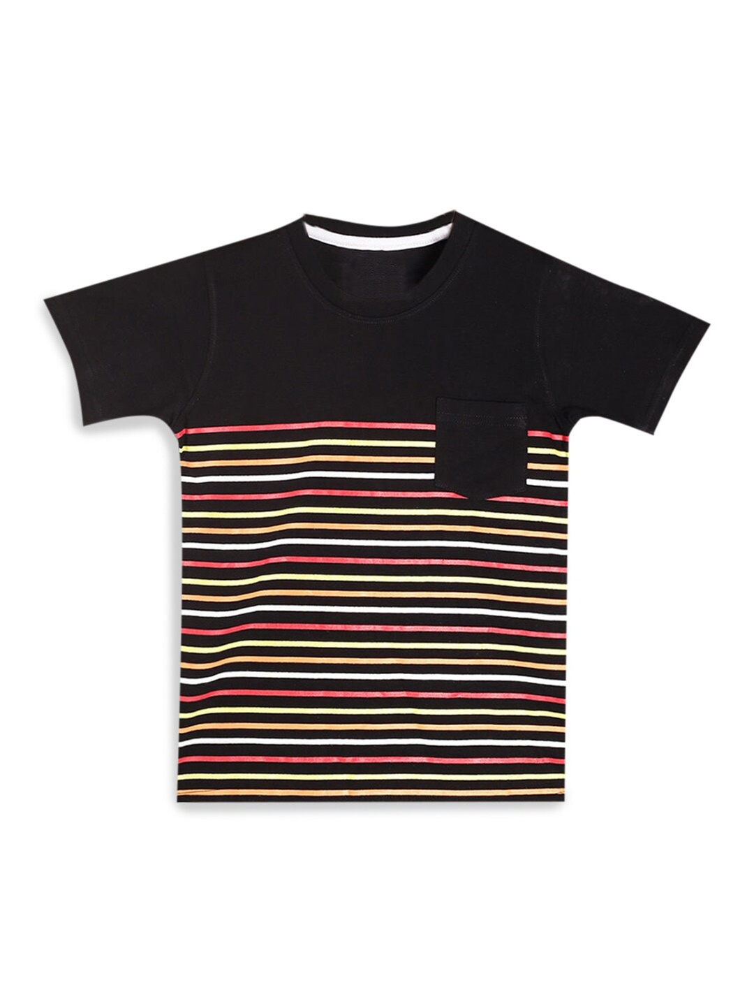 

Hopscotch Boys Brown Striped Cotton T-shirt