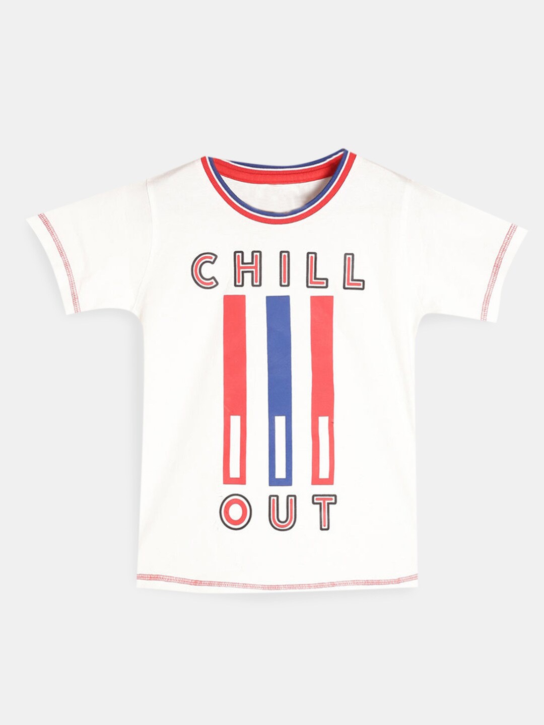 

Hopscotch Boys White Typography Printed Cotton T-shirt