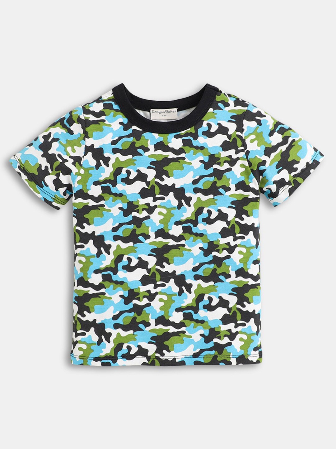 

Hopscotch Boys Blue & Green Camouflage Printed T-shirt