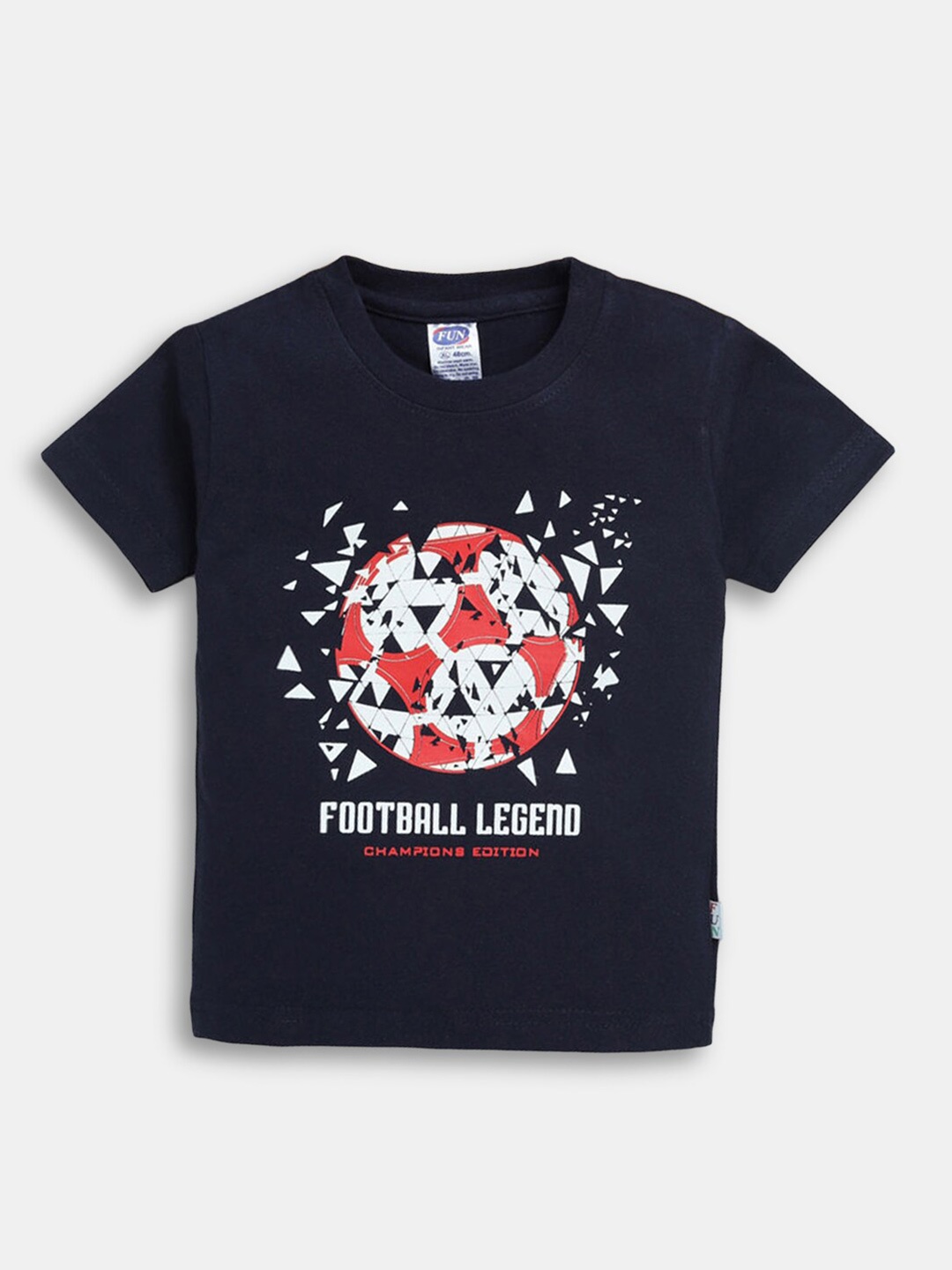 

Hopscotch Boys Navy Blue Printed Cotton T-shirt