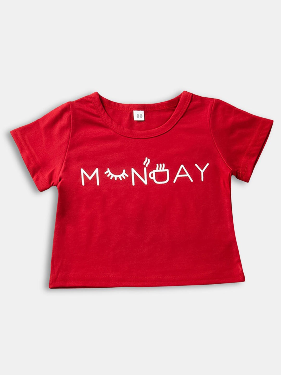 

Hopscotch Girls Red Typography Printed T-shirt