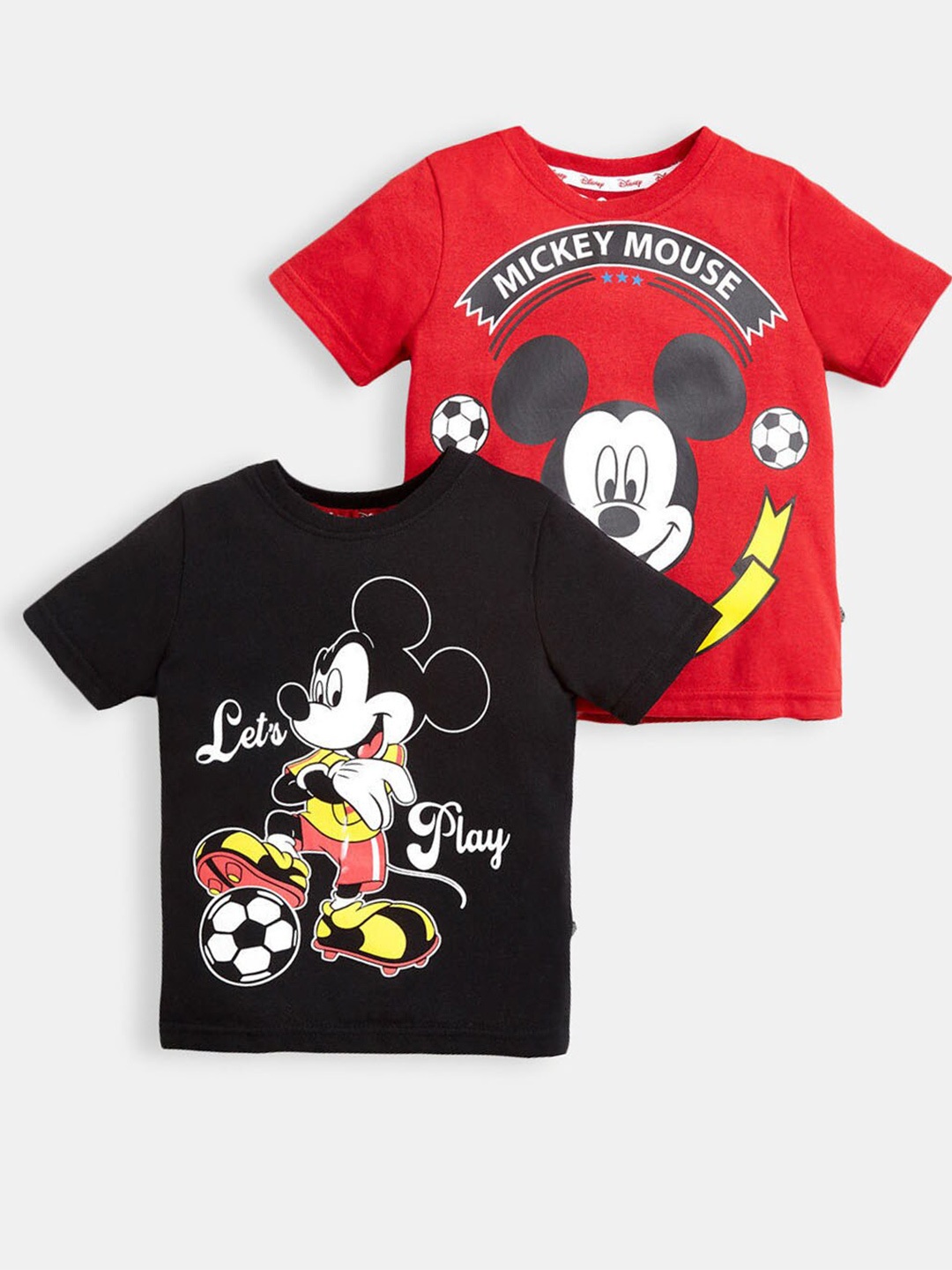 

Hopscotch Boys Set Of 2 Red & Black Mickey Mouse Printed T-shirt