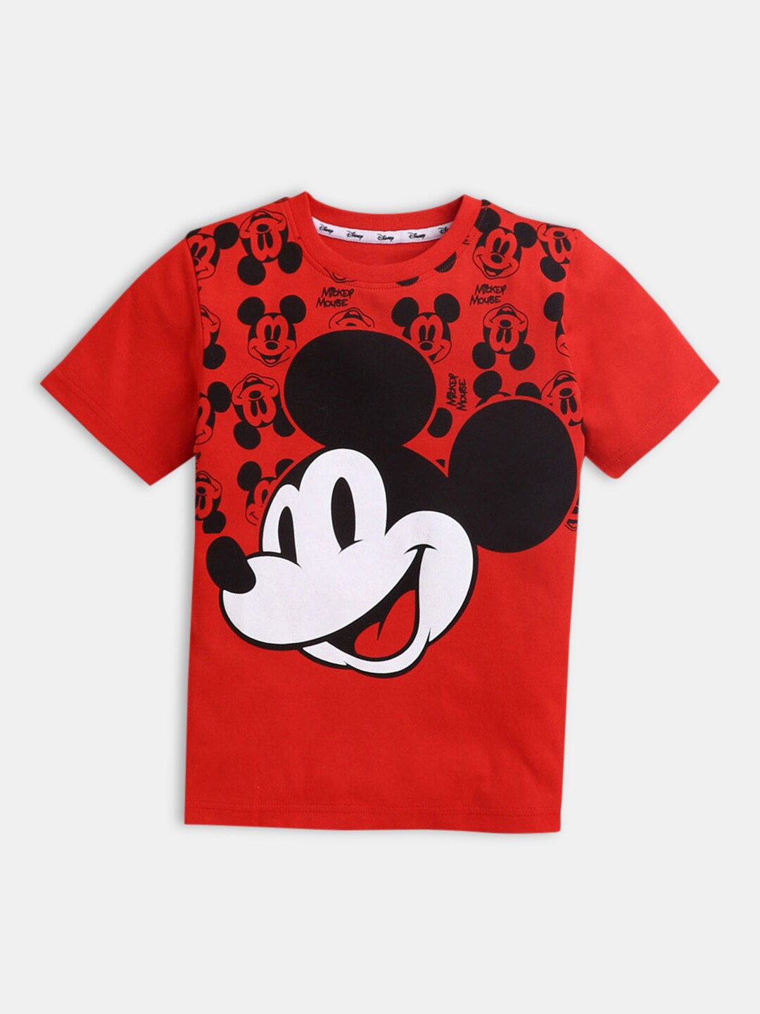 

Hopscotch Boys Red & Black Mickey Mouse Printed Pure Cotton T-shirt