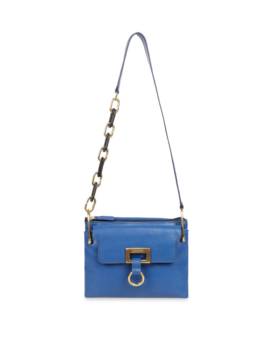 

Hidesign Blue Leather Structured Sling Handbag