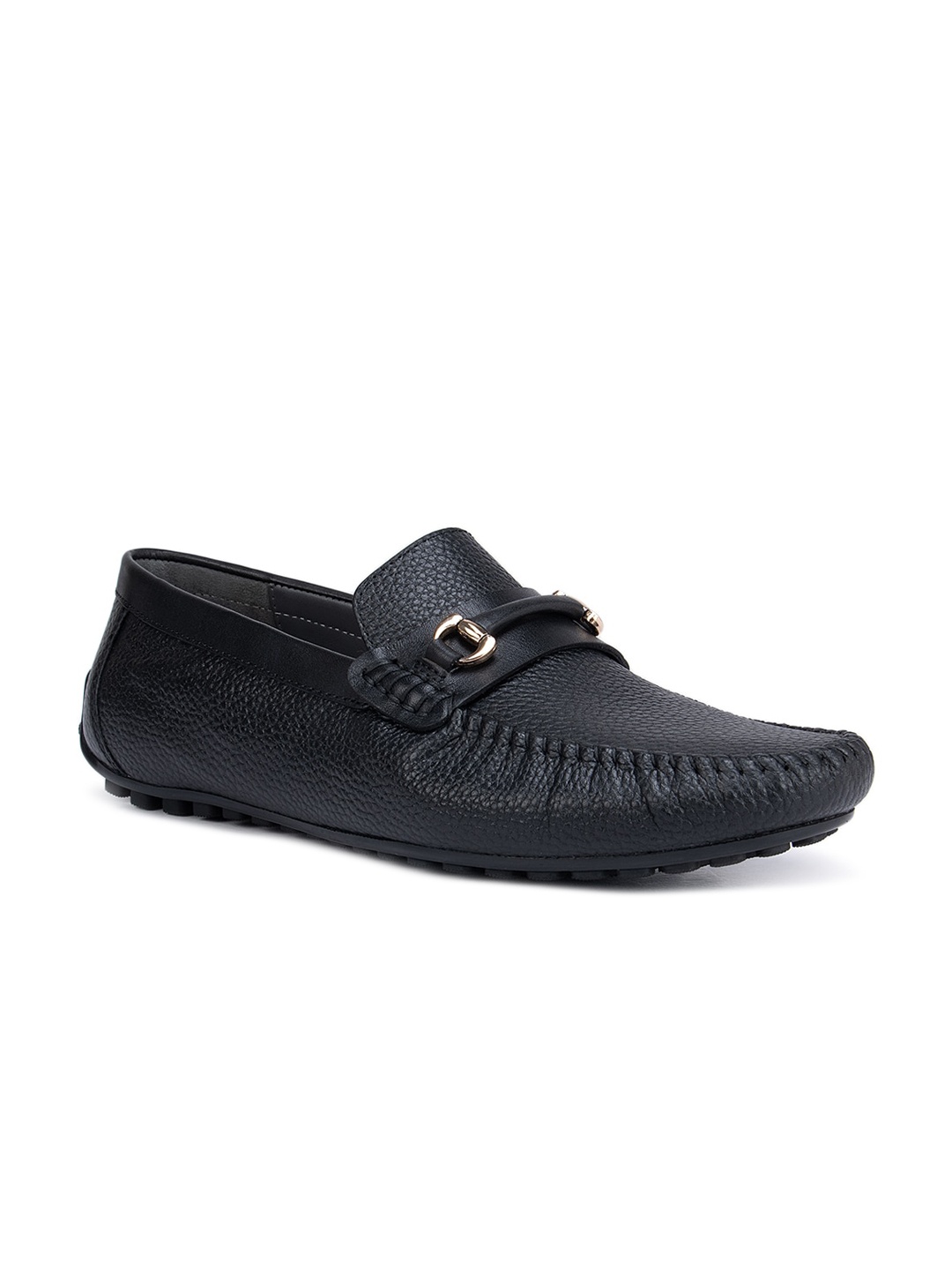 

ROSSO BRUNELLO Men Black Textured Leather Formal Loafers