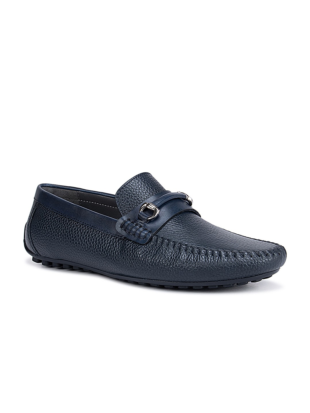 

ROSSO BRUNELLO Men Blue Textured Leather Formal Loafers