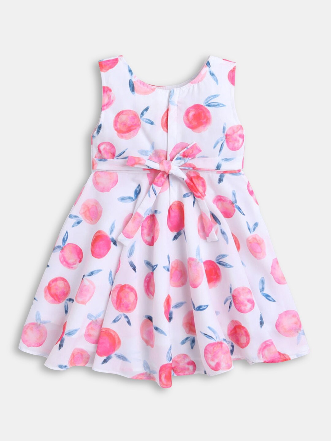 

Hopscotch Pink Fruit Printed Fit and Flare Dress