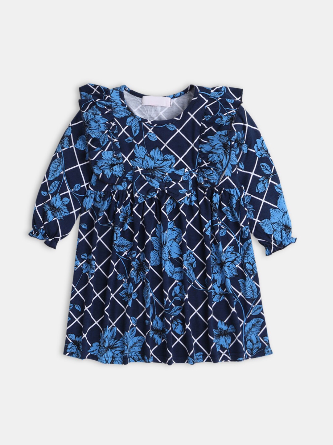 

Hopscotch Blue Floral Layered Blouson Dress