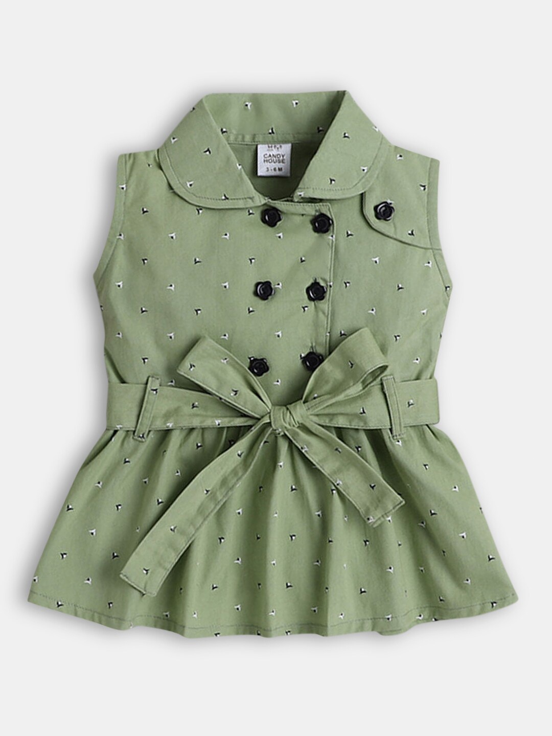 

Hopscotch Girls Green Printed Dress