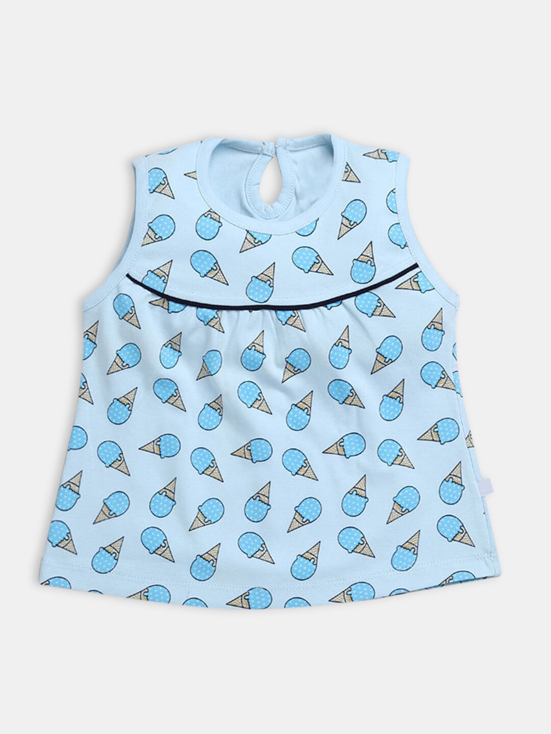 

Hopscotch Blue Conversational Printed A-Line Dress