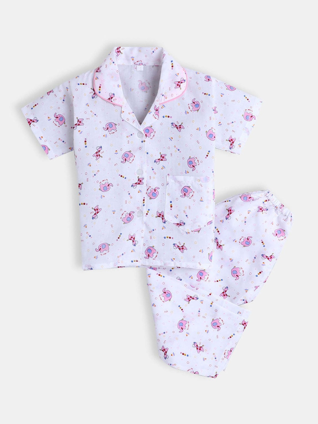 

Hopscotch Girls Purple & Pink Printed Night Suit