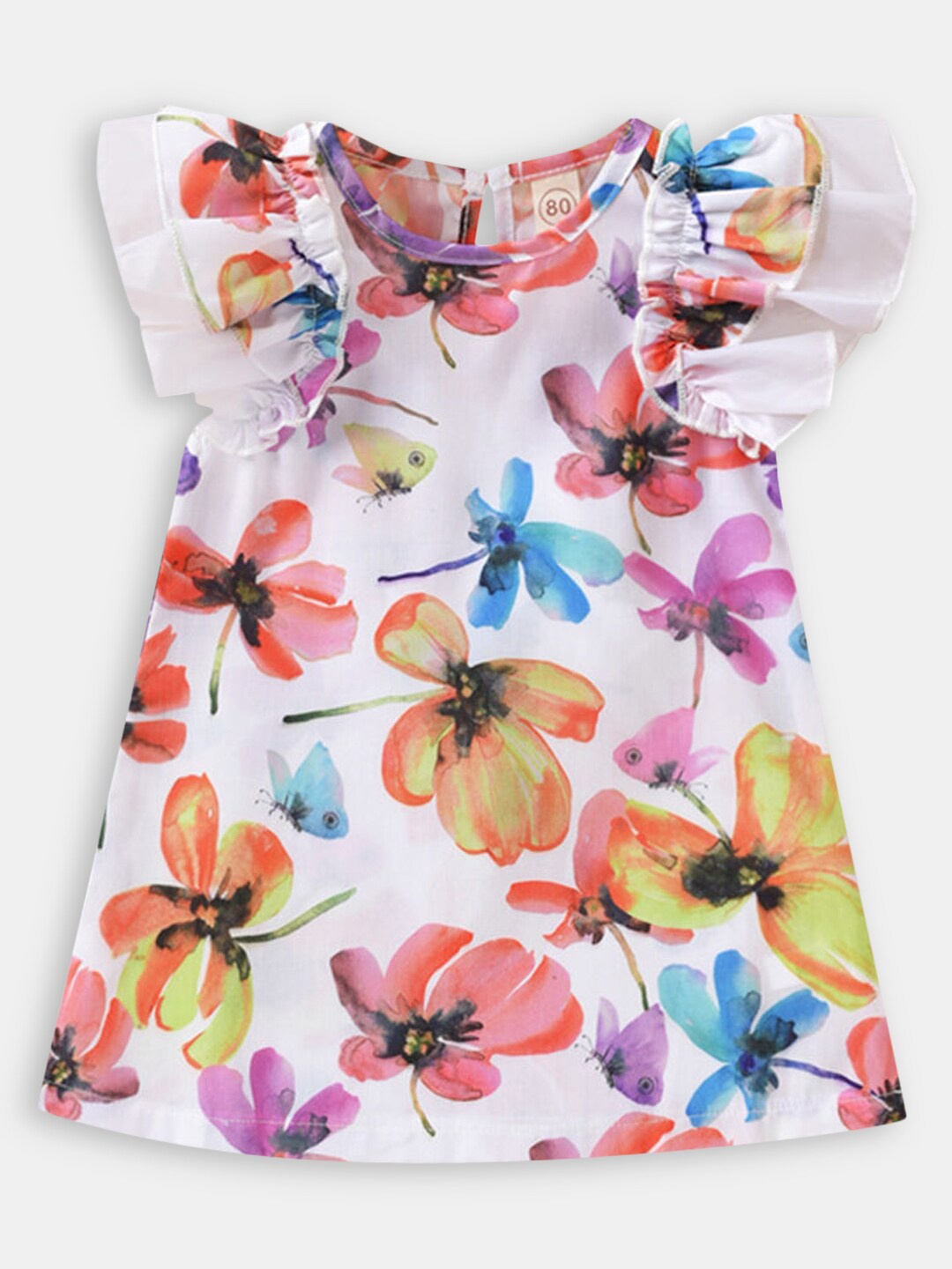 

Hopscotch Girl White & Pink Floral Peplum Dress