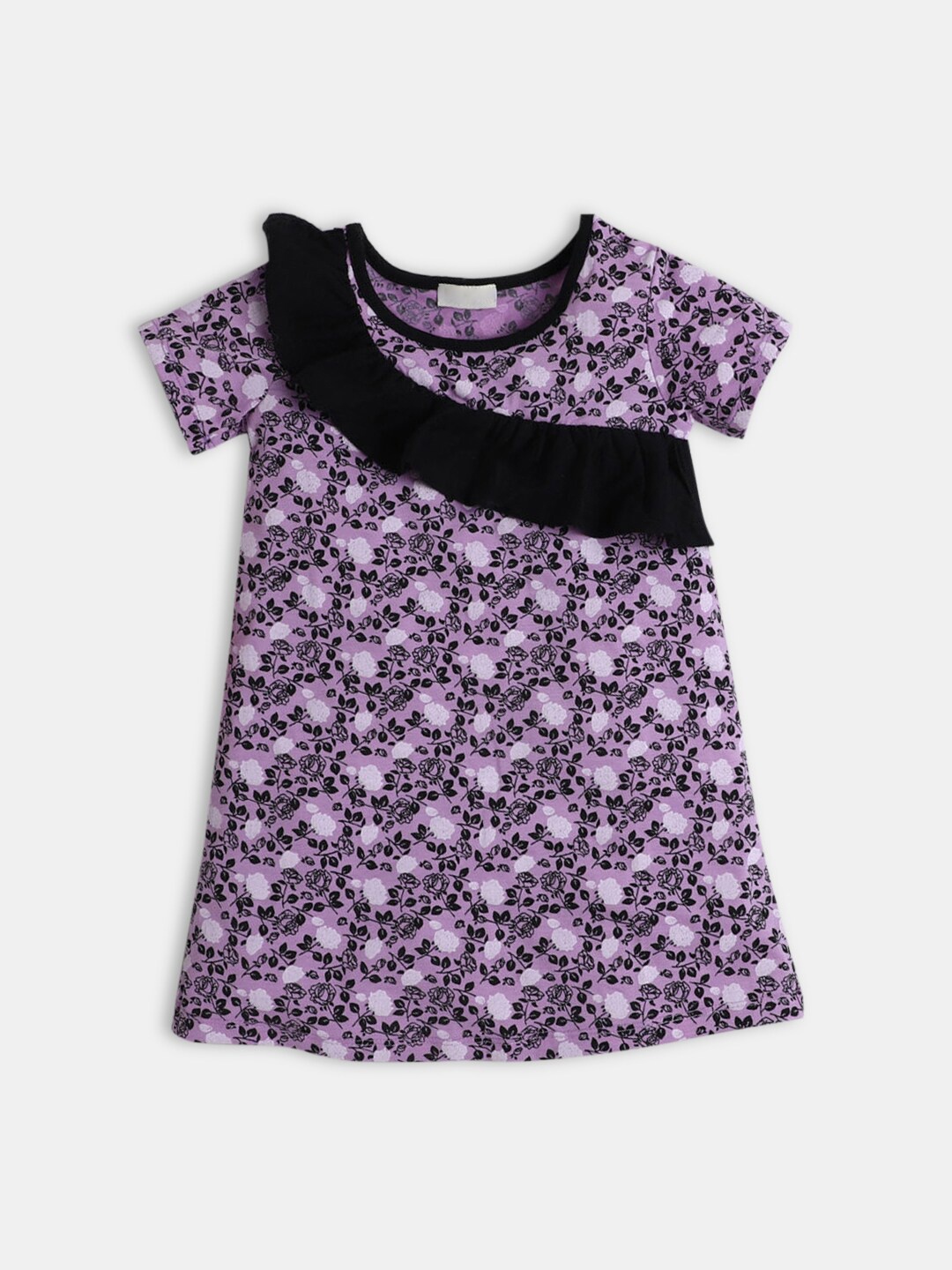 

Hopscotch Girls Purple and Black Floral A-Line Dress