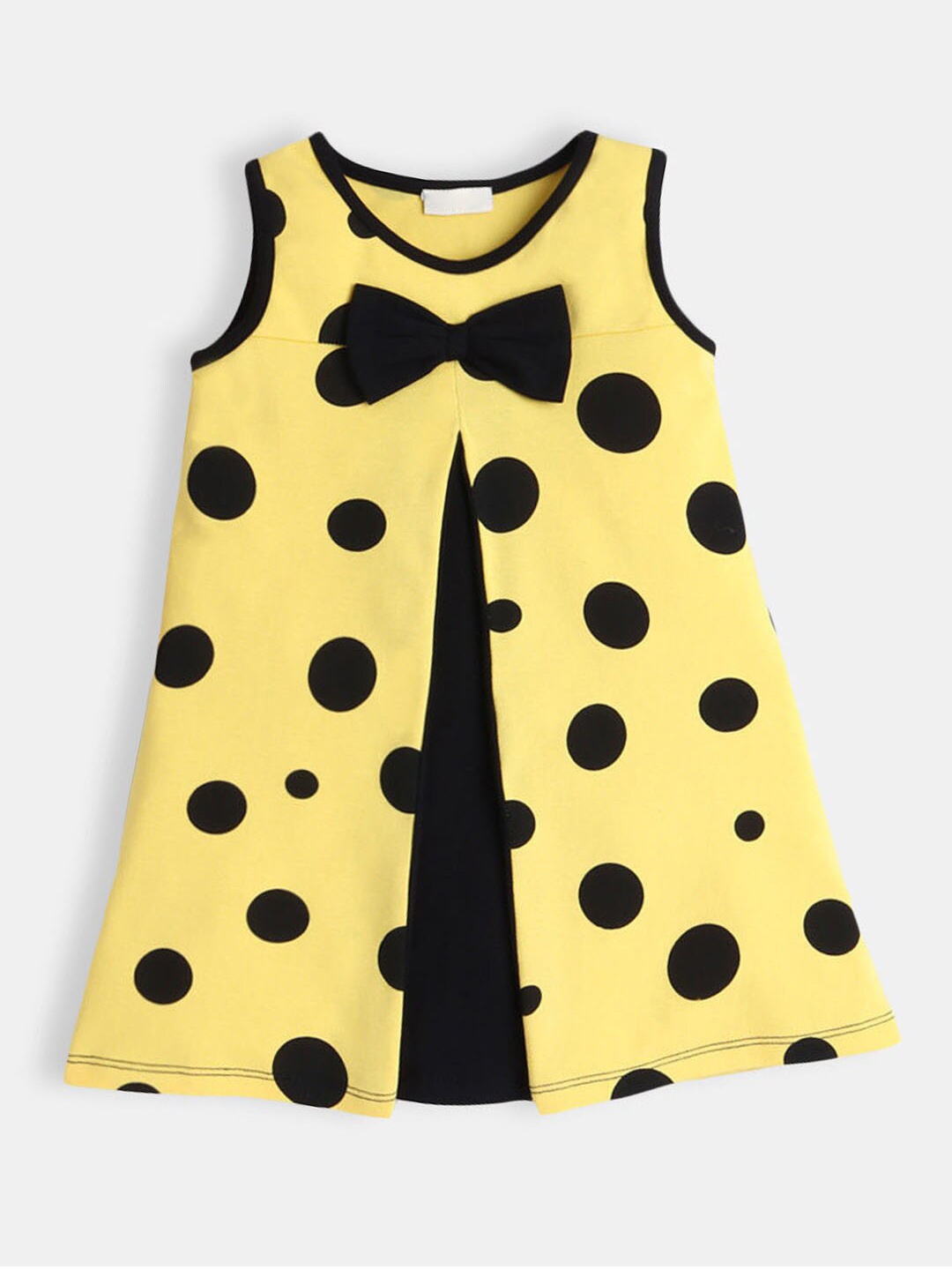 

Hopscotch Girls Yellow & Black Polka Dot Print A-Line Maxi Dress