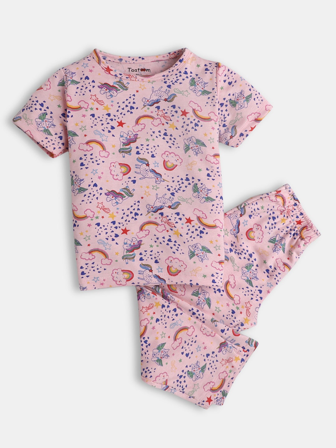 

Hopscotch Girls Pink & Blue Conversational Print Night suit