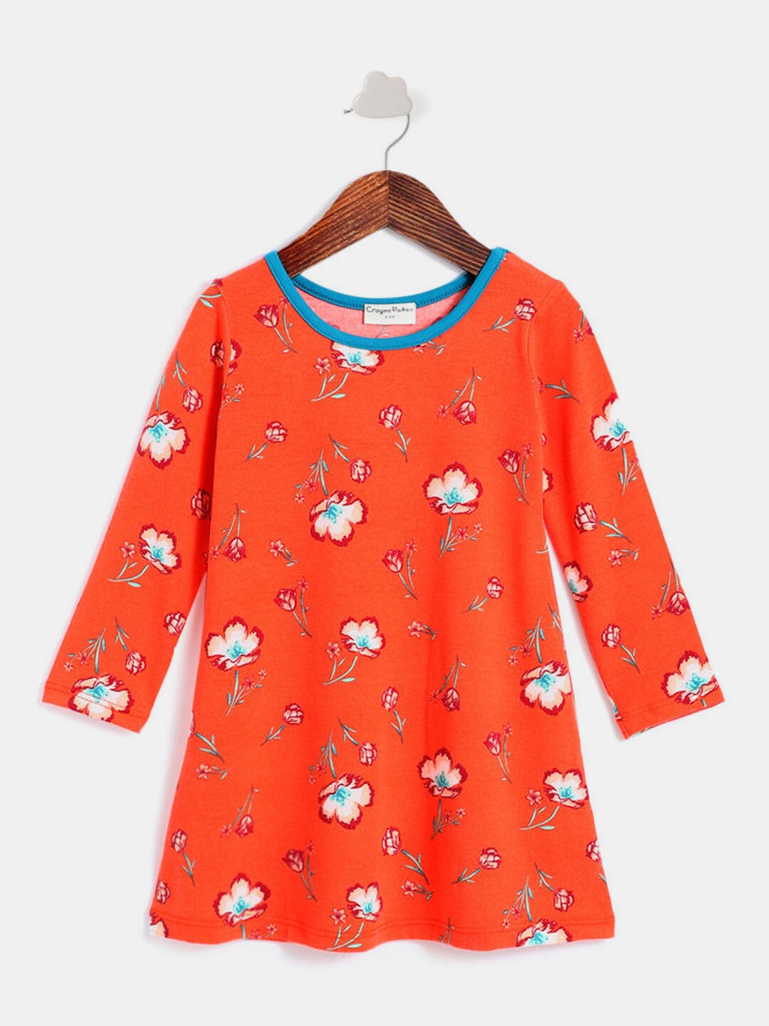 

Hopscotch Girls Orange Floral A-Line Dress