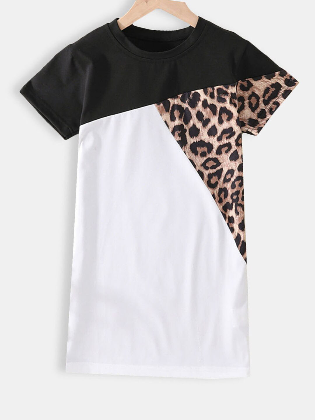 

Hopscotch Girls White & Black Animal Print T-shirt Dress