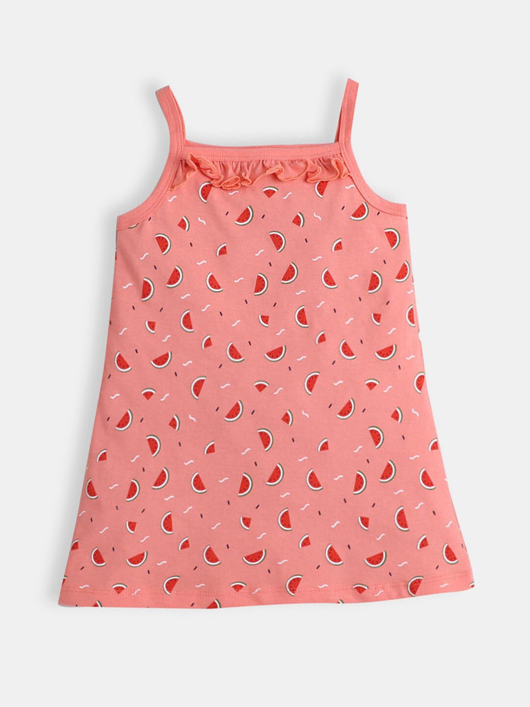 

Hopscotch Peach-Coloured & Red A-Line Dress