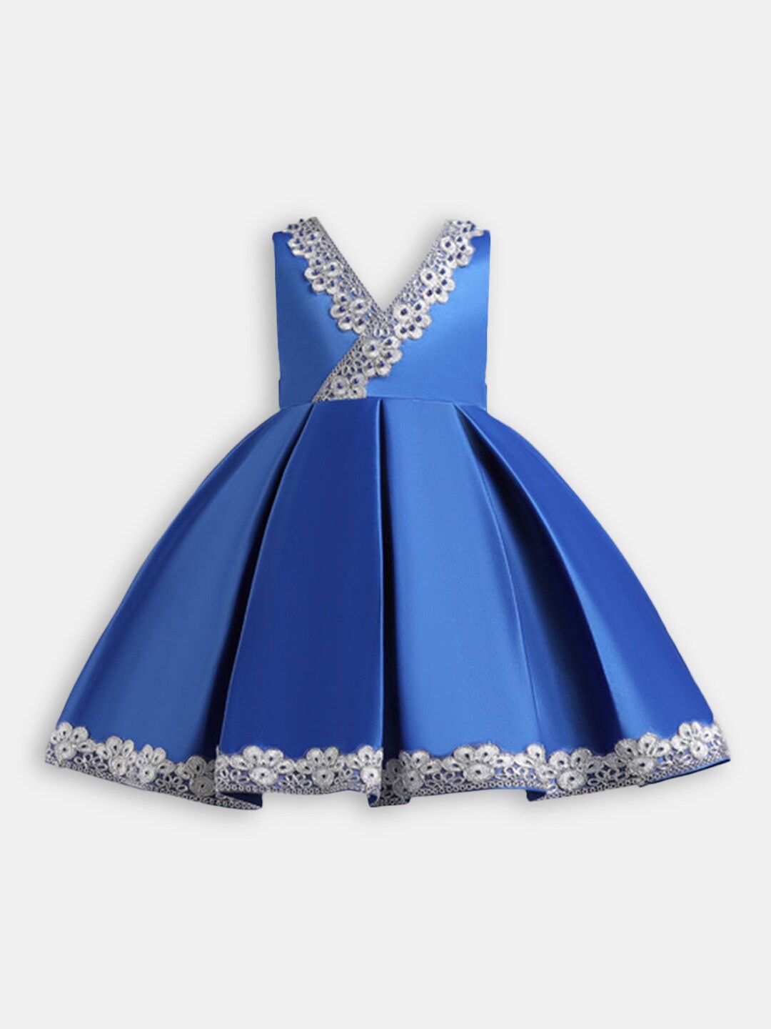 

Hopscotch Girls Blue & Silver Embellished Sleeveless Fit and Flare Dress