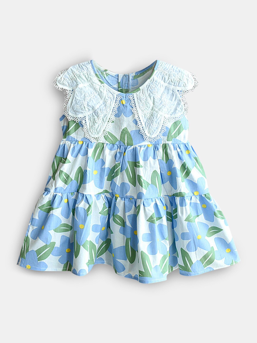 

Hopscotch Blue Floral Printed A-Line Dress