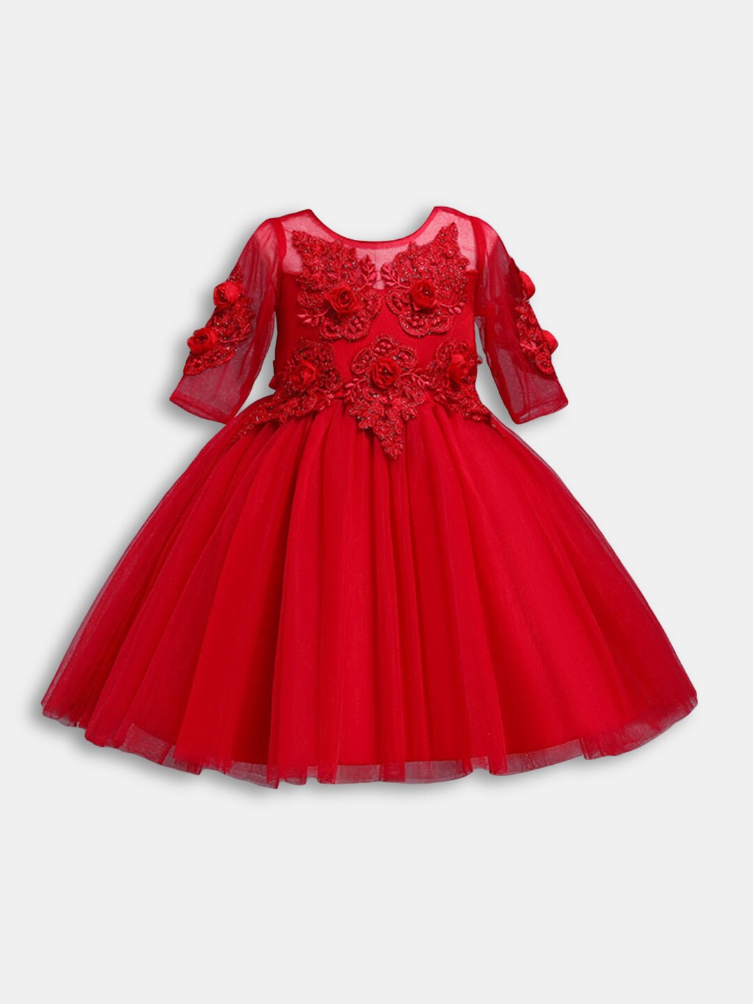 

Hopscotch Girls Red Embellished Midi Dress
