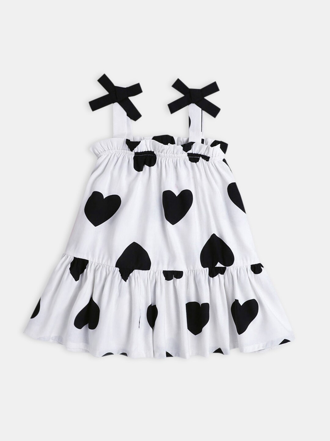 

Hopscotch Girls White & Black Chiffon Peplum Dress