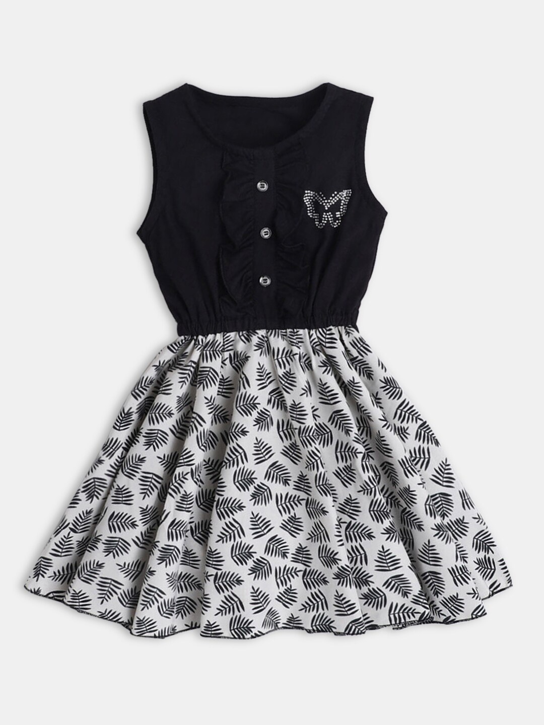 

Hopscotch Girl Black Printed Dress