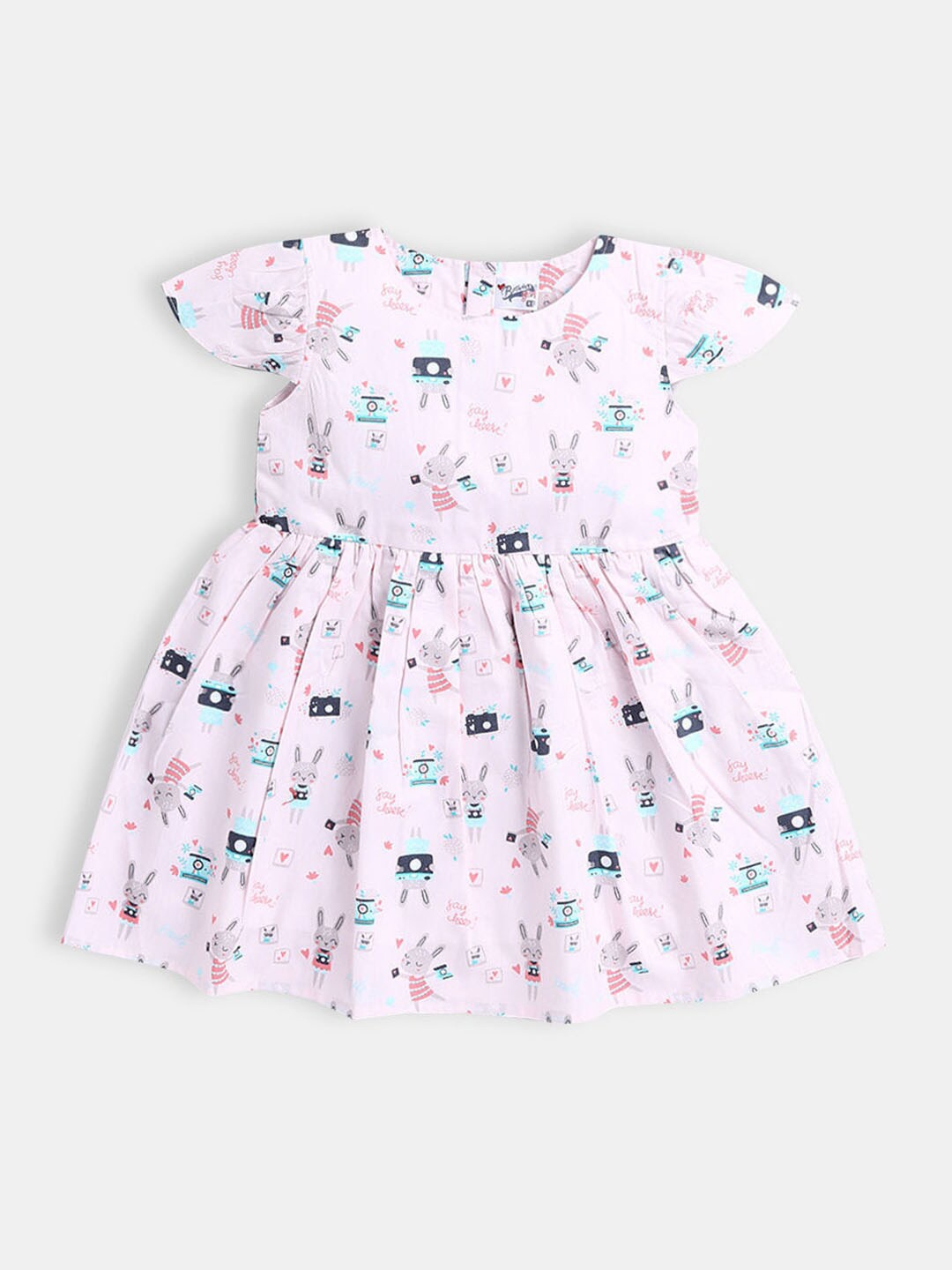 

Hopscotch Girls Pink Printed A-Line Dress