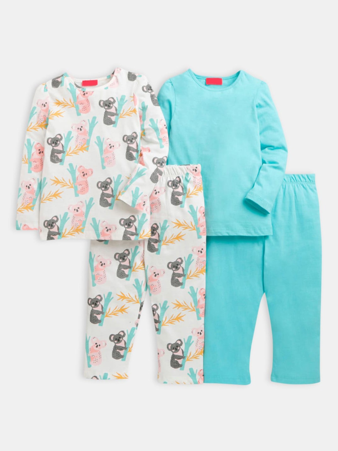 

Hopscotch Pack of 2 Girls Blue & White Printed Night suit